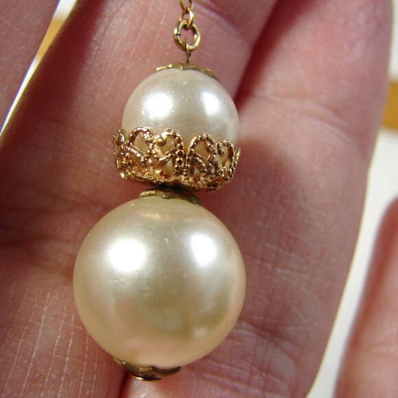 Lewis Segal California Clip-On Gold/Faux Pearl Drop EARRINGS, Vtg 1949-60s F73 - Picture 7 of 8